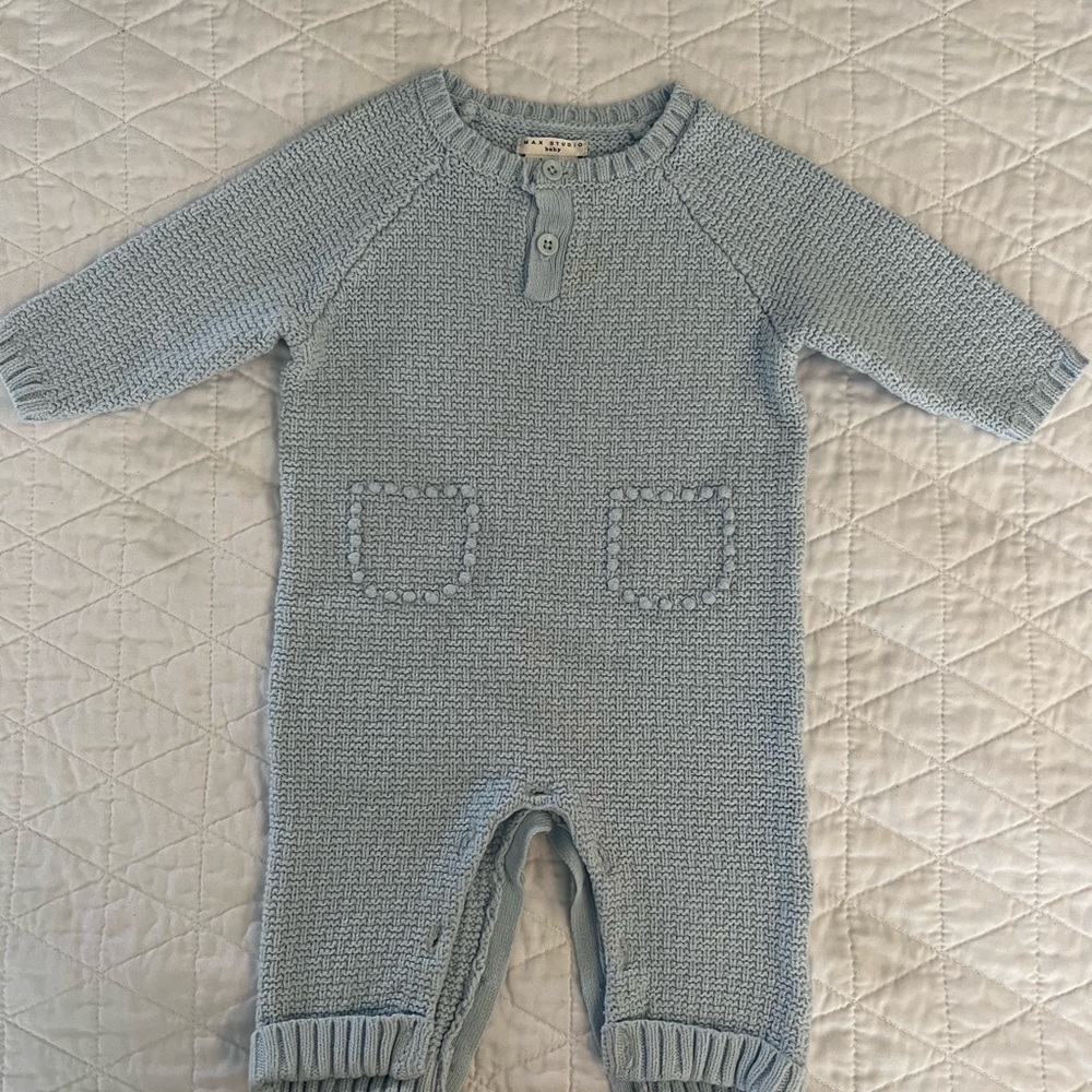 Max Studio baby onesie. Baby blue color.